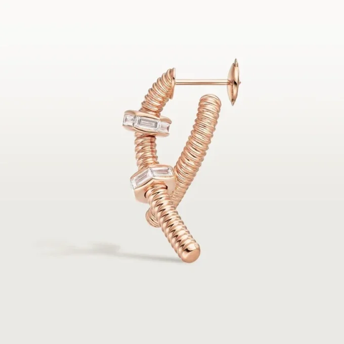 Boucle d’oreille droite Ecrou De Cartier – Or rose, diamants – Cartier Boucle d’oreille droite Ecrou De Cartier – Or rose, diamants – Cartier