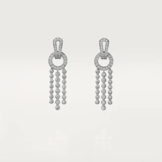 Boucles d&rsquo;oreilles à agrafe, diamants taille brillant, pavés