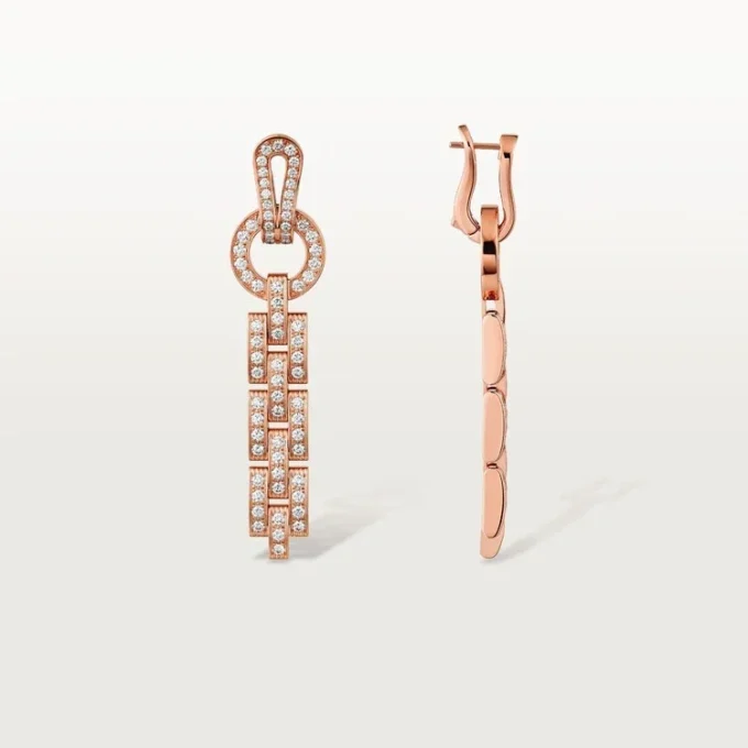 Boucles d&rsquo;oreilles Agrafe – Or rose, diamants – Cartier
