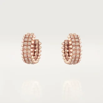 Boucles d&rsquo;oreilles créoles Clash de Cartier, double rangée, pavées
