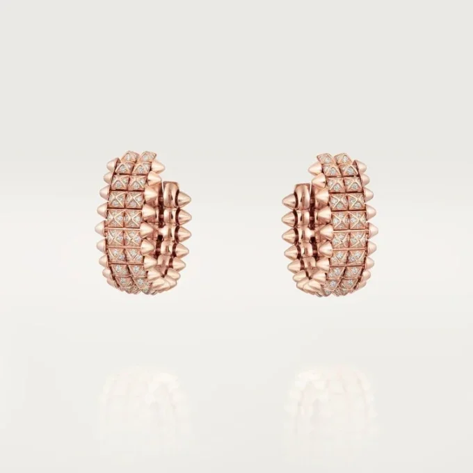 Boucles d&rsquo;oreilles créoles Clash de Cartier, double rangée, pavées