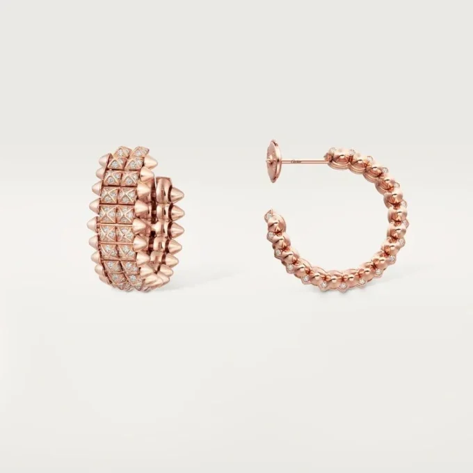 Boucles d&rsquo;oreilles créoles Clash de Cartier, double rangée, pavées