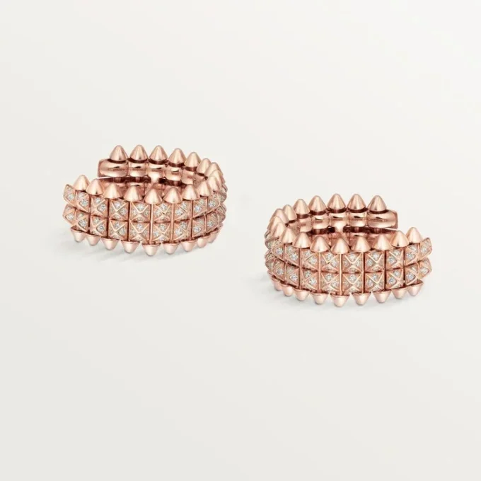 Boucles d&rsquo;oreilles créoles Clash de Cartier, double rangée, pavées