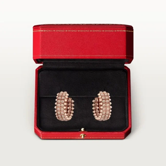 Boucles d&rsquo;oreilles créoles Clash de Cartier, double rangée, pavées