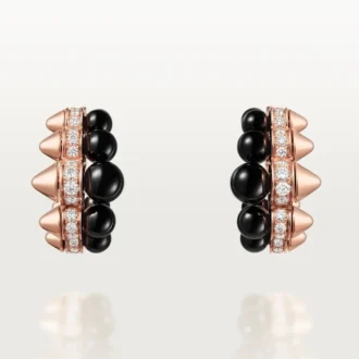 Boucles d&rsquo;oreilles créoles Clash de Cartier, onyx, modèle extra-large, diamants