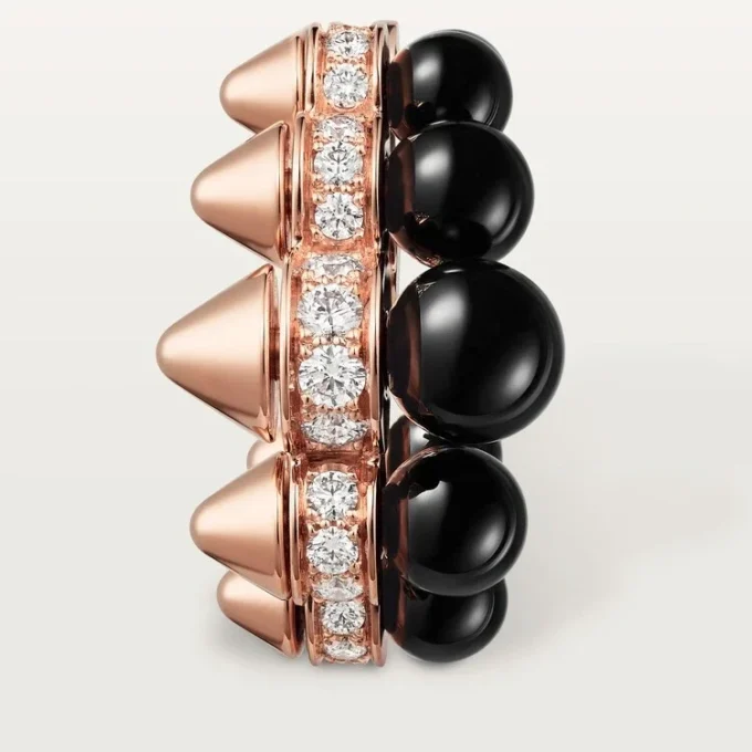Boucles d&rsquo;oreilles créoles Clash de Cartier, onyx, modèle extra-large, diamants