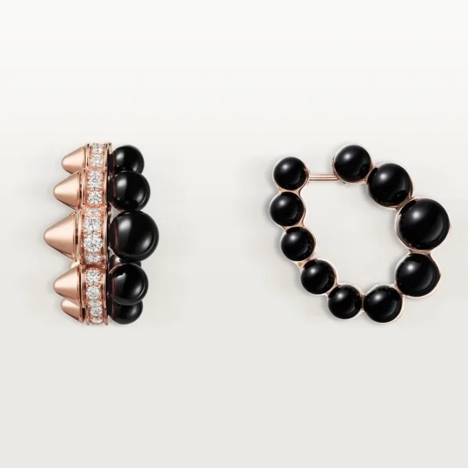 Boucles d&rsquo;oreilles créoles Clash de Cartier, onyx, modèle extra-large, diamants