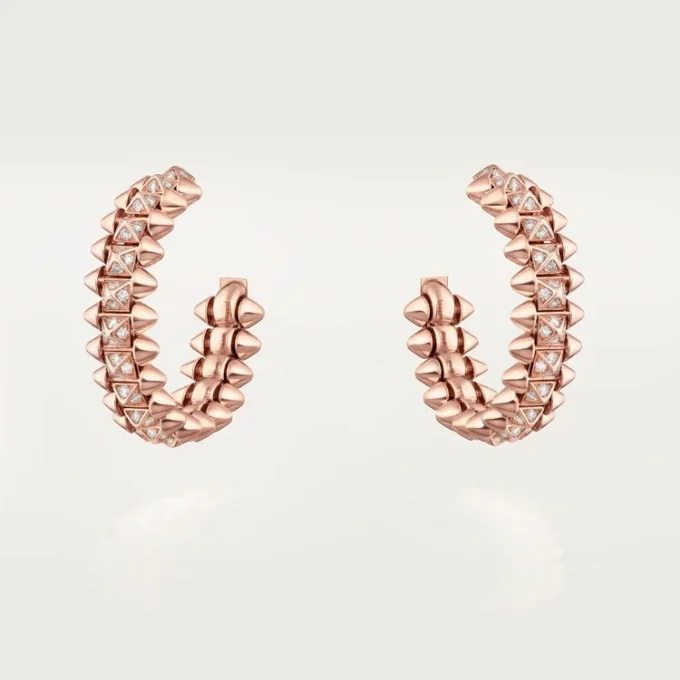 Boucles d&rsquo;oreilles créoles Clash de Cartier, petit modèle, pavées