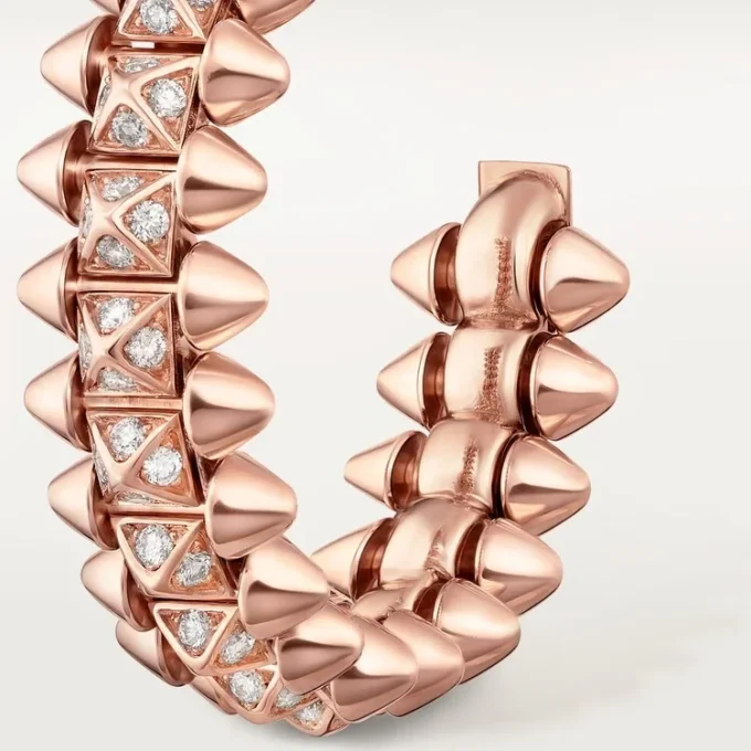 Boucles d&rsquo;oreilles créoles Clash de Cartier, petit modèle, pavées