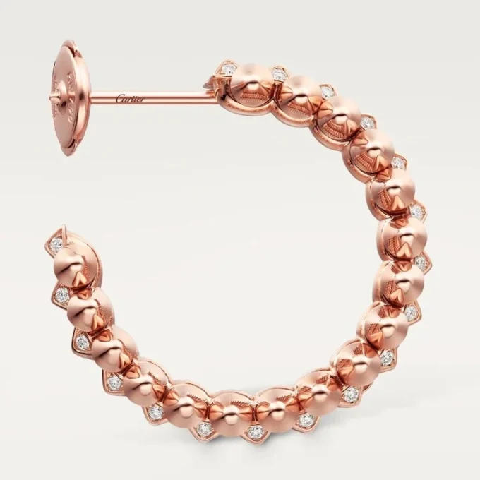 Boucles d&rsquo;oreilles créoles Clash de Cartier, petit modèle, pavées