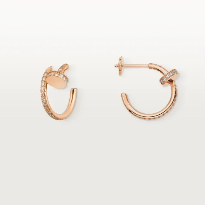 Boucles d&rsquo;oreilles créoles Juste Un Clou en diamant, or rose | Cartier US