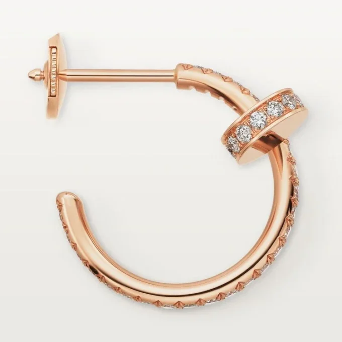 Boucles d&rsquo;oreilles créoles Juste Un Clou en diamant, or rose | Cartier US