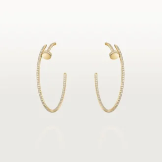 Boucles d&rsquo;oreilles créoles Juste Un Clou, grand modèle, pavées