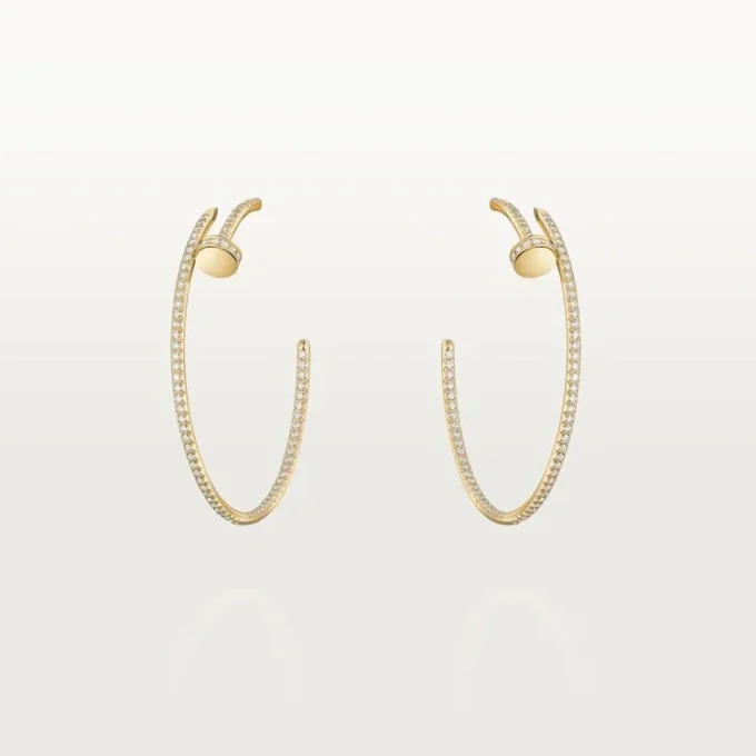 Boucles d&rsquo;oreilles créoles Juste Un Clou, grand modèle, pavées