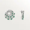 Boucles d&rsquo;oreilles créoles « Le Voyage Recommence », émeraudes, pavées