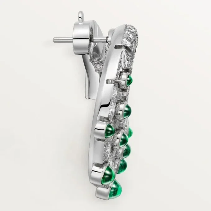 Boucles d&rsquo;oreilles créoles « Le Voyage Recommence », émeraudes, pavées