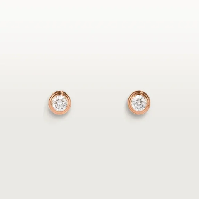 Boucles d&rsquo;oreilles Diamants Légers, mm – Or rose, diamants – Cartier