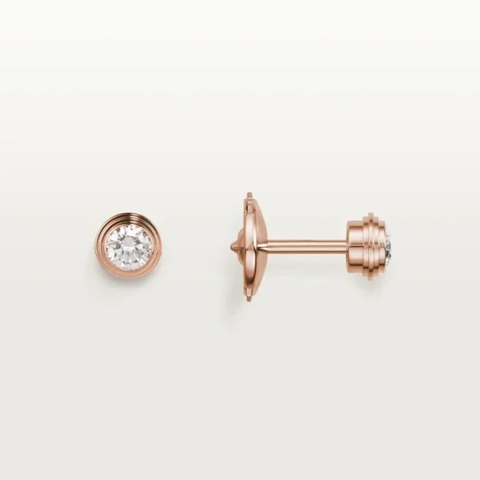 Boucles d&rsquo;oreilles Diamants Légers, mm – Or rose, diamants – Cartier