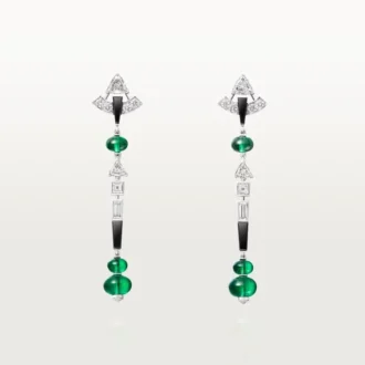 Boucles d&rsquo;oreilles En Équilibre, émeraude, pavées