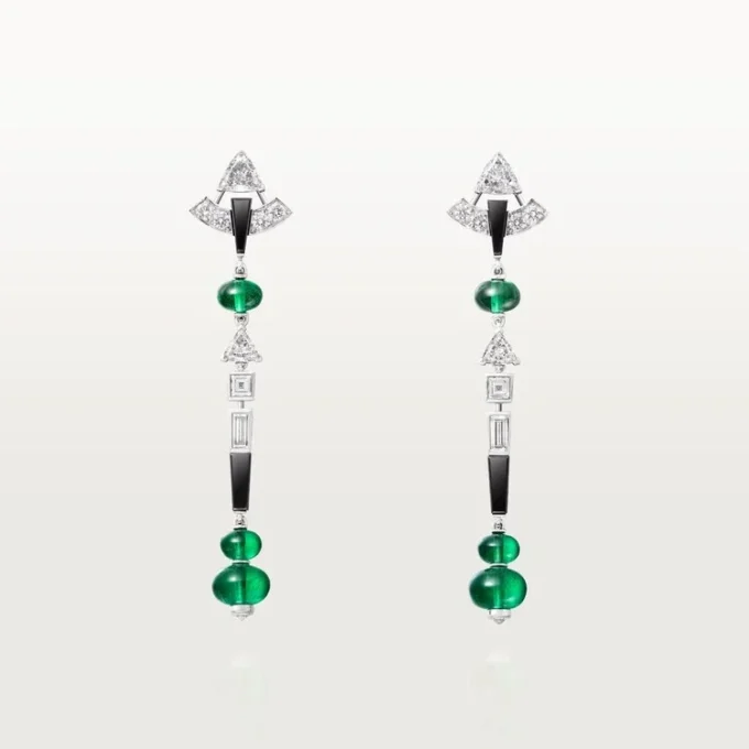 Boucles d&rsquo;oreilles En Équilibre, émeraude, pavées
