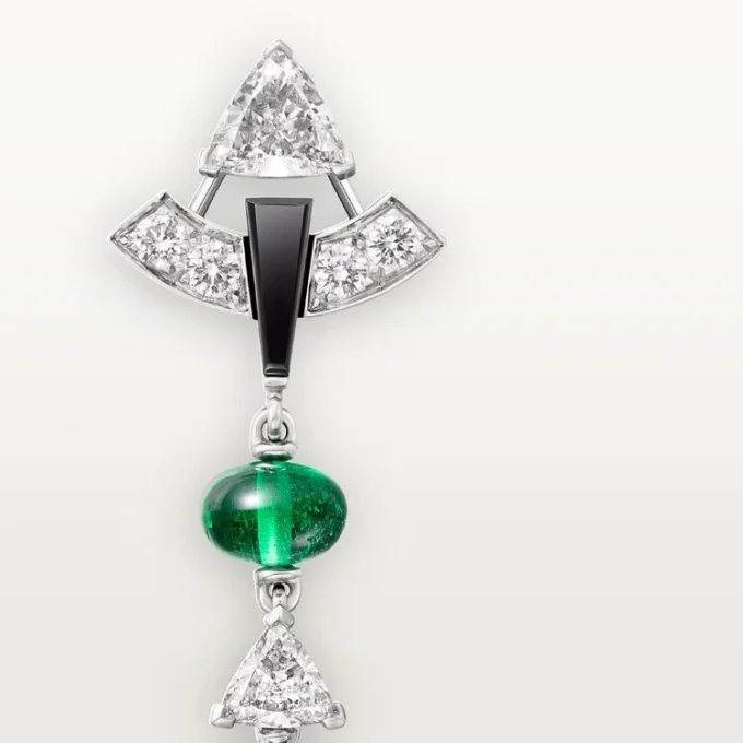 Boucles d&rsquo;oreilles En Équilibre, émeraude, pavées