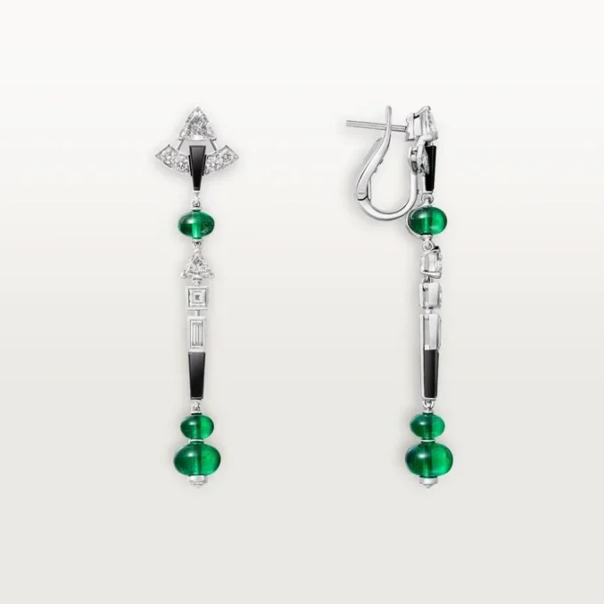 Boucles d&rsquo;oreilles En Équilibre, émeraude, pavées