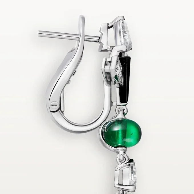 Boucles d&rsquo;oreilles En Équilibre, émeraude, pavées