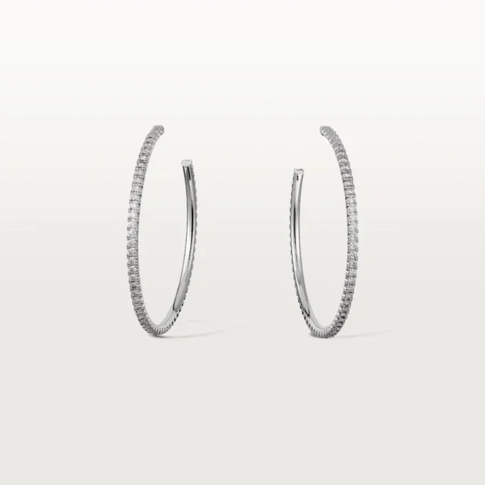 Boucles d&rsquo;oreilles Etincelle de Cartier, grand modèle – Or blanc, diamants – Cartier