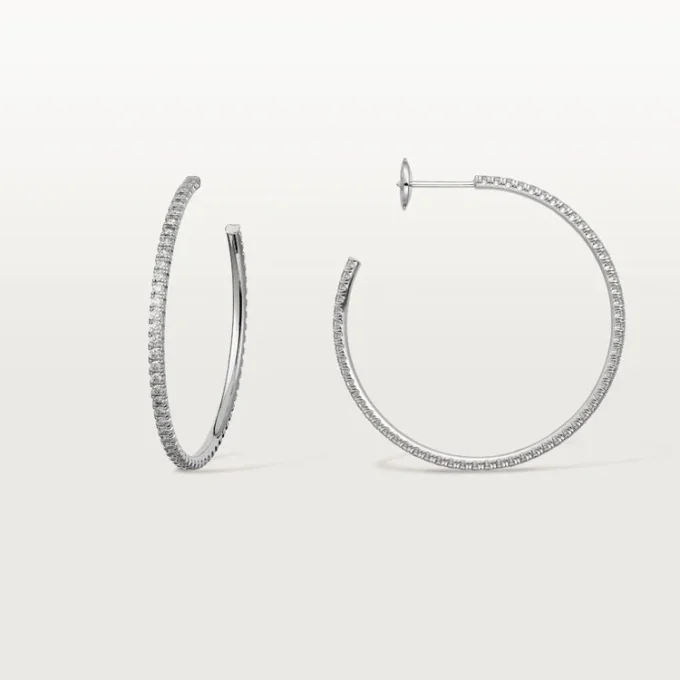 Boucles d&rsquo;oreilles Etincelle de Cartier, grand modèle – Or blanc, diamants – Cartier