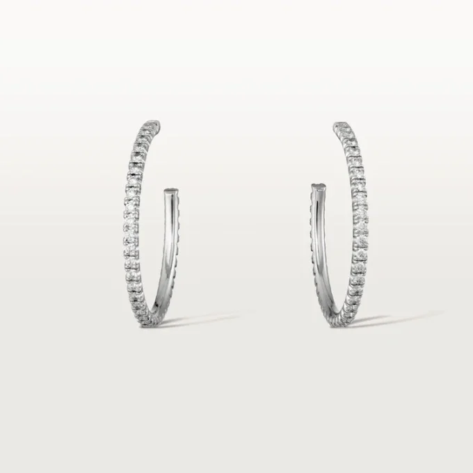 Boucles d&rsquo;oreilles Etincelle De Cartier, modèle moyen – Or blanc, diamants – Cartier