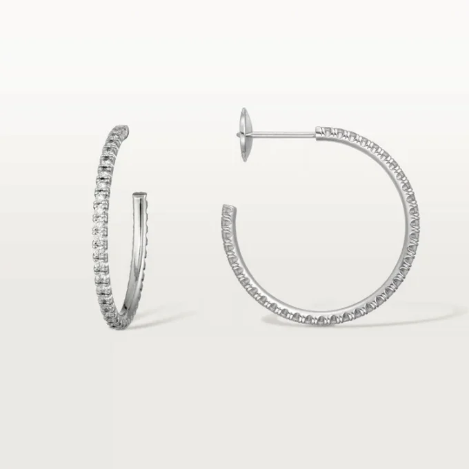 Boucles d&rsquo;oreilles Etincelle De Cartier, modèle moyen – Or blanc, diamants – Cartier