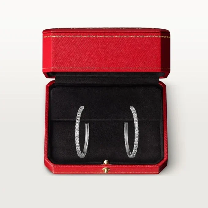 Boucles d&rsquo;oreilles Etincelle De Cartier, modèle moyen – Or blanc, diamants – Cartier