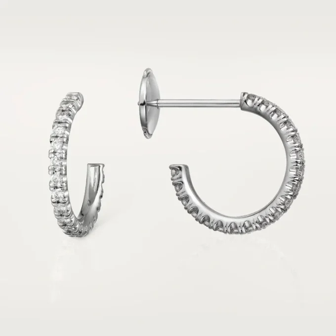 Boucles d&rsquo;oreilles Etincelle De Cartier, petit modèle – Or blanc, diamants – Cartier