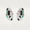 Boucles d&rsquo;oreilles Geometrie & Contrastes, chrysoprase, pavées