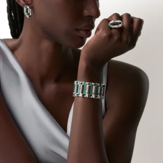 Bracelet Geometrie & Contrastes, chrysoprase, pavé