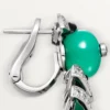 Boucles d&rsquo;oreilles Geometrie & Contrastes, chrysoprase, pavées