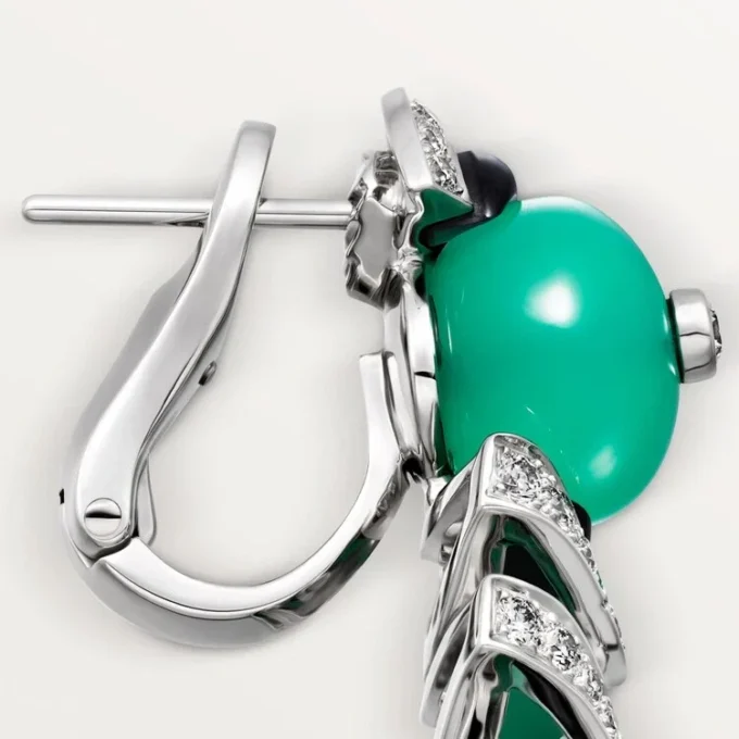 Boucles d&rsquo;oreilles Geometrie & Contrastes, chrysoprase, pavées