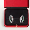 Boucles d&rsquo;oreilles Geometrie & Contrastes, chrysoprase, pavées