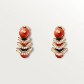 Boucles d&rsquo;oreilles Geometrie & Contrastes, corail, pavées