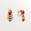 Boucles d&rsquo;oreilles Geometrie & Contrastes, corail, pavées