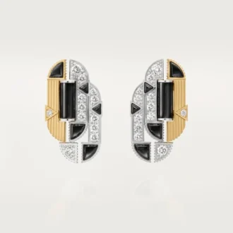 Boucles d&rsquo;oreilles Geometrie & Contrastes, onyx, pavées