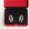 Boucles d&rsquo;oreilles Geometrie & Contrastes, onyx, pavées