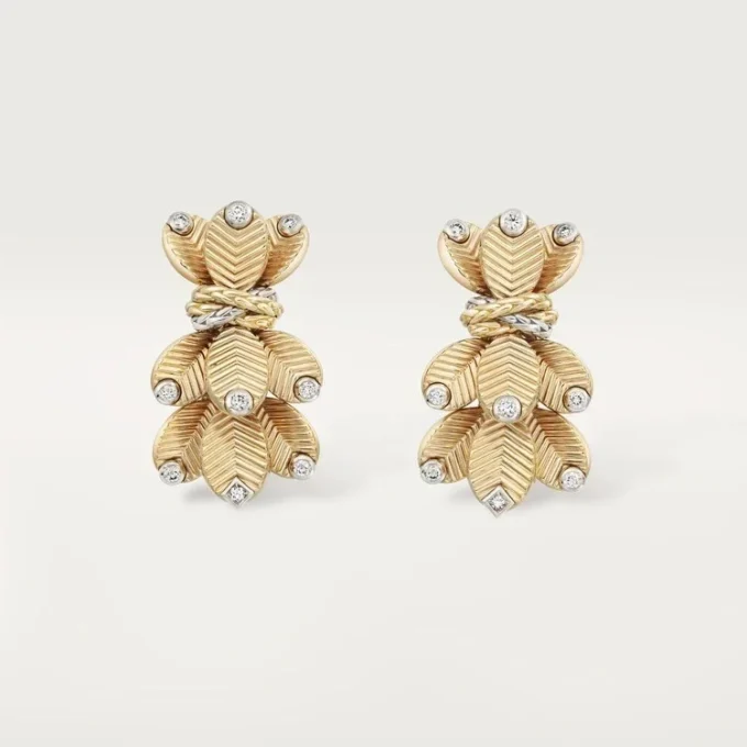 Boucles d&rsquo;oreilles Grain de Café, diamants