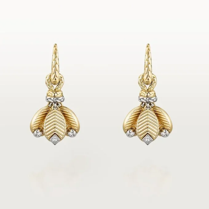 Boucles d&rsquo;oreilles Grain de Café, diamants