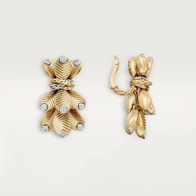 Boucles d&rsquo;oreilles Grain de Café, diamants