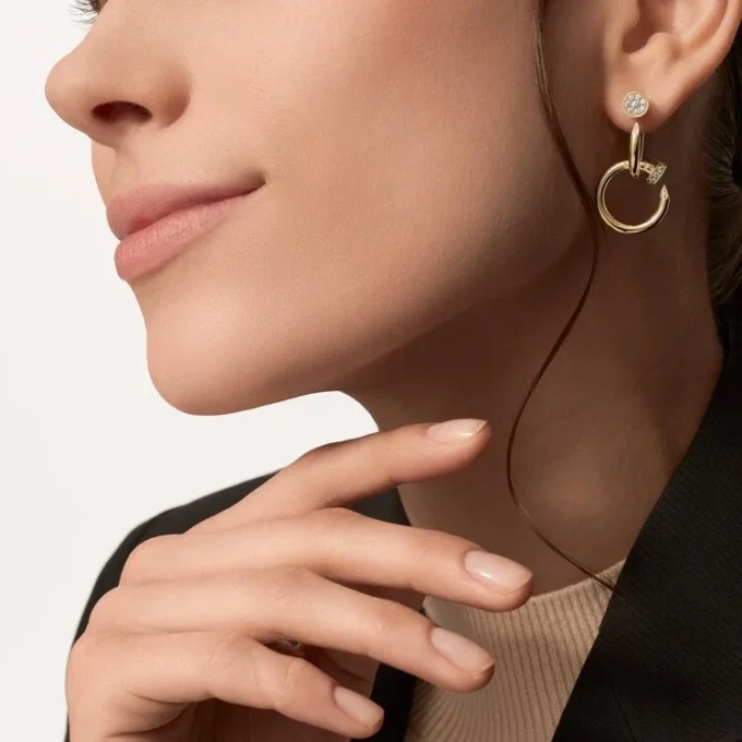 Boucles d&rsquo;oreilles Juste Un Clou, doubles, diamants
