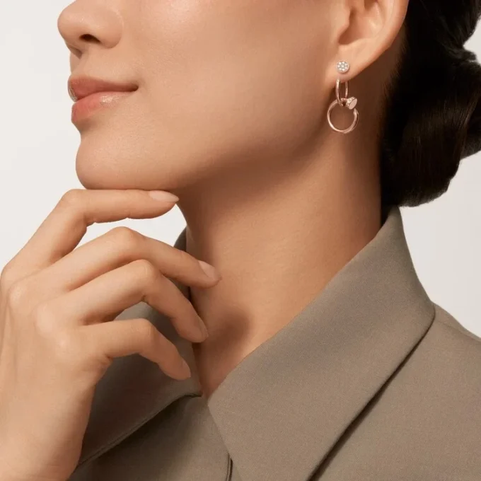 Boucles d&rsquo;oreilles Juste Un Clou, doubles, diamants