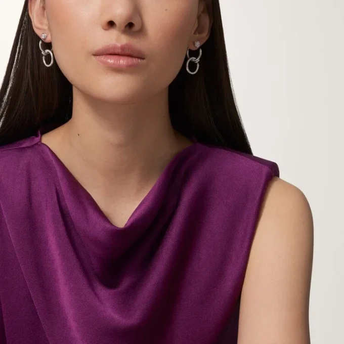 Boucles d’oreilles Juste Un Clou, doubles, pavées
