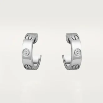 Boucles d&rsquo;oreilles Love, 2 diamants – Or blanc, Diamants – Cartier
