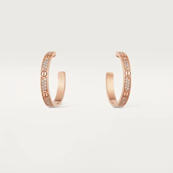 Boucles d&rsquo;oreilles Love – Or rose, diamant – Cartier